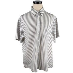 Vintage Towncraft 80's Classic Striped Button Down Short Sleeve Dress Shirt XL